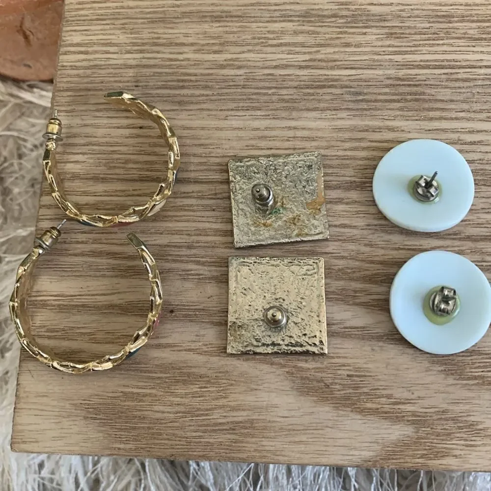 Vintage 80’s Style Costume Jewelry Post Earrings Bundle Of Eight Pairs